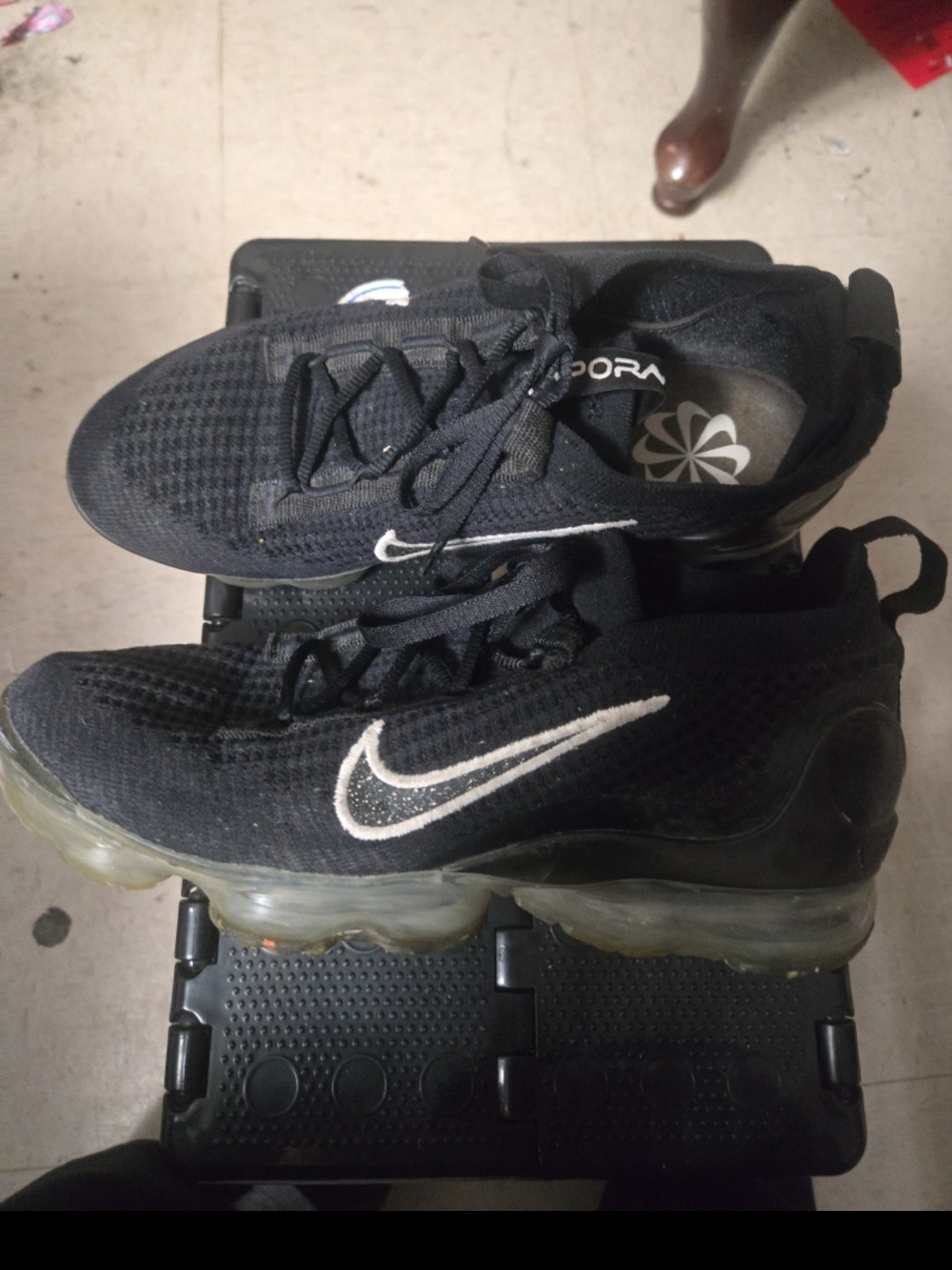 Nike Black Vapormax Sneakers with White Swoosh
